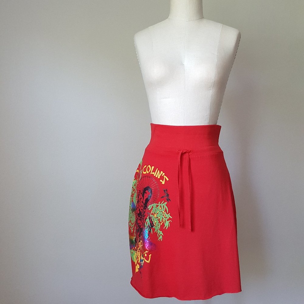 COLIN'S Beautiful Geisha Girl Jersey Midi Skirt, red - Picture 2 of 16